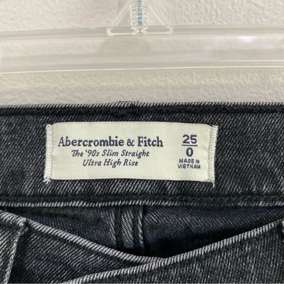 Abercrombie & Fitch The 90s Slim Straight Ultra High Rise Jeans Black Sz 25 - Picture 3 of 6
